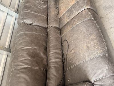 Brown Power Reclining Leather Sofa