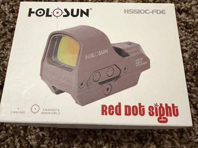 HOLOSUN HS510C-FDE Red Dot Sight - 2 MOA Dot & 65 MOA Circle, Solar Failsafe, Titanium Frame