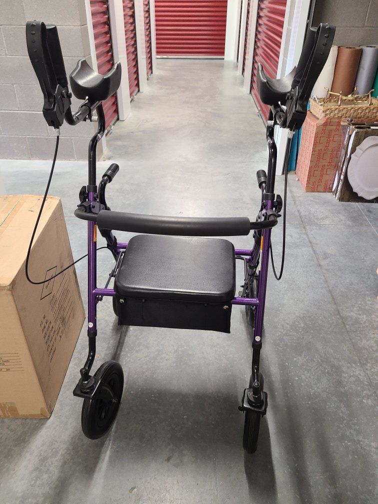 Purple Walker with Forearm Rests and Seat - Mobility Aid