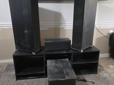 Klipsch home audio surround sound set up, TV and stand can be included!