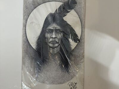 Native American Indian Sketch Print Signed Phillip Keets 10x6