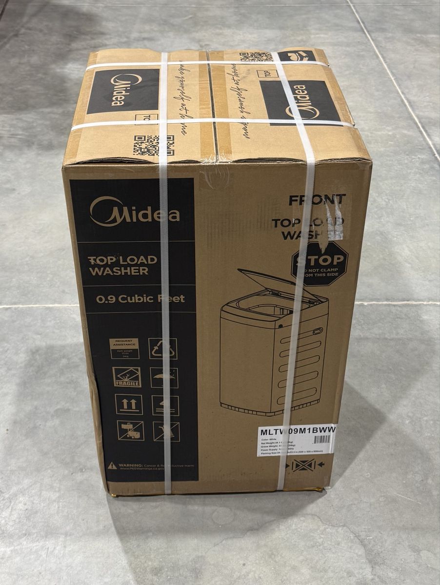 Midea MLTW09M1BWW Top Load Washer 0.9 Cubic Feet White For Traveling, Trailers & Apartments NEW IN BOX!