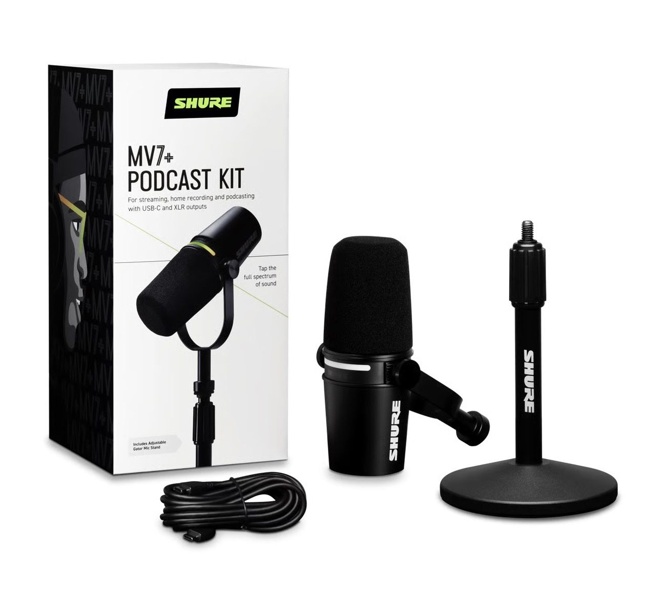 Shure MV7+ Dynamic Microphone with Desktop Stand and USB-C Cable