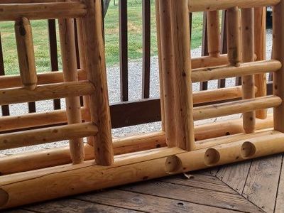 Rustic Solid Log Bunk Bed Frame with Mattresses and Hardware