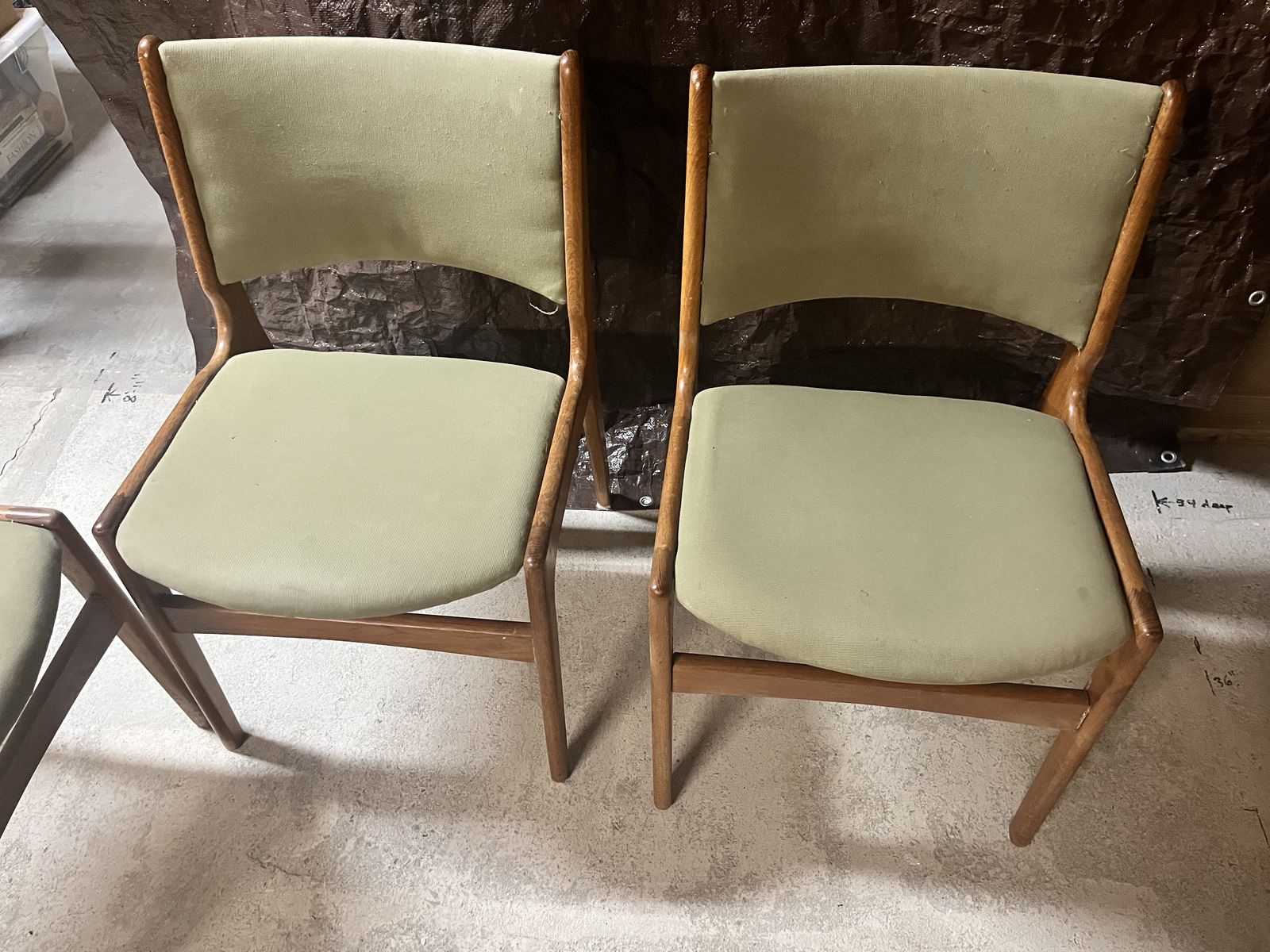 Four (4) Mid Century Modern, MCM Teak wood Danish kitchen chairs