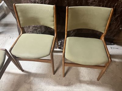 Four (4) Mid Century Modern, MCM Teak wood Danish kitchen chairs