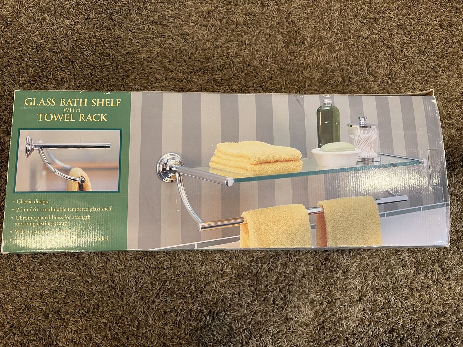 Glass Bath Shelf with Chrome Towel Rack