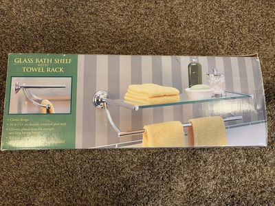 Glass Bath Shelf with Chrome Towel Rack