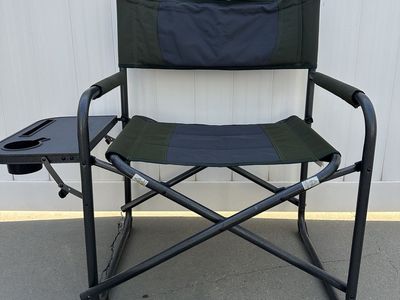 Folding Camping Director's Chair with Side Table and Cup Holder
