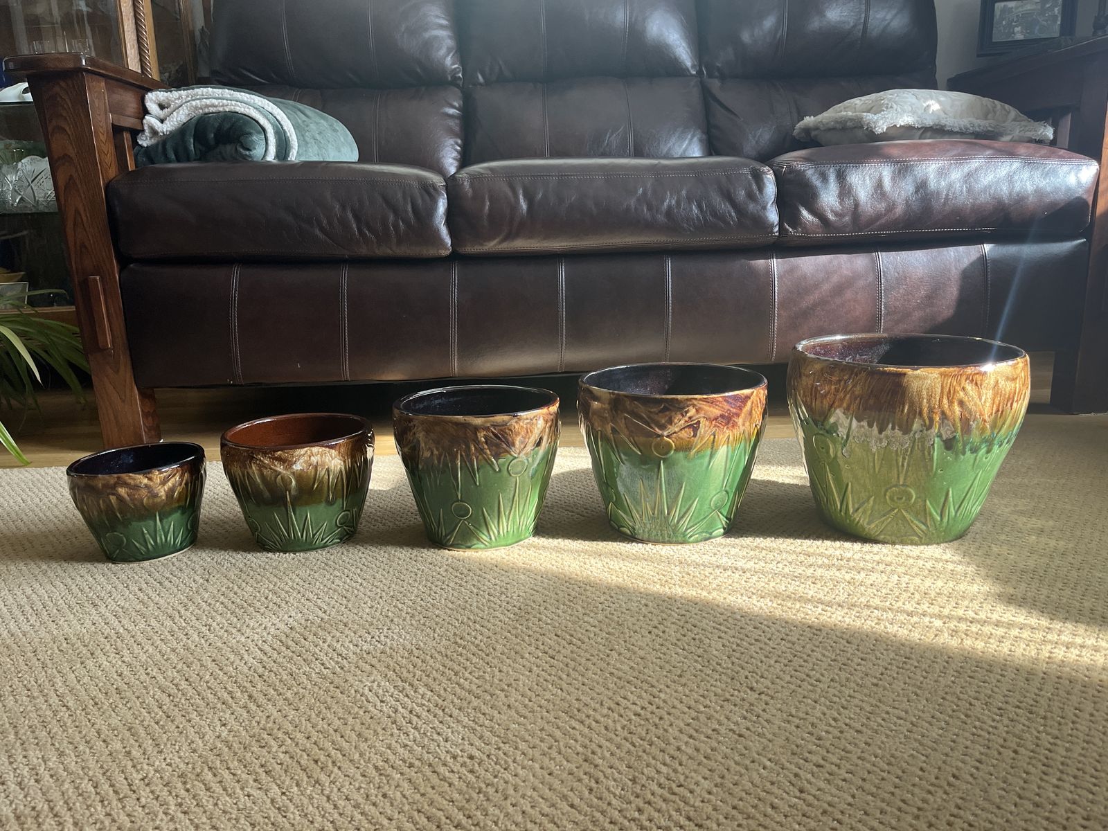 Five Matching, Graduating in Size, Stunning Pots/Pottery - Art Deco 1920's