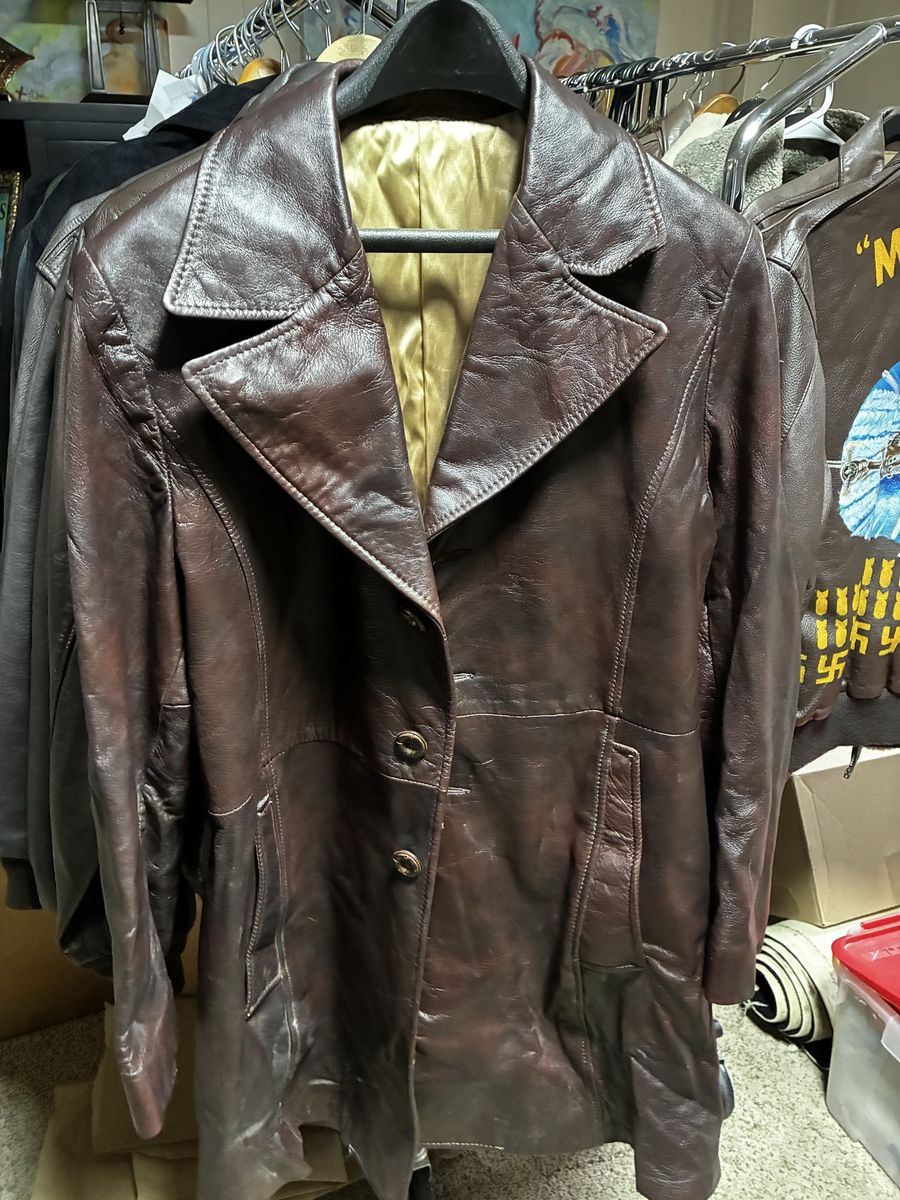 Robert Lewis Men's Vintage Brown Leather Coat Jacket Size 40 1960-70s