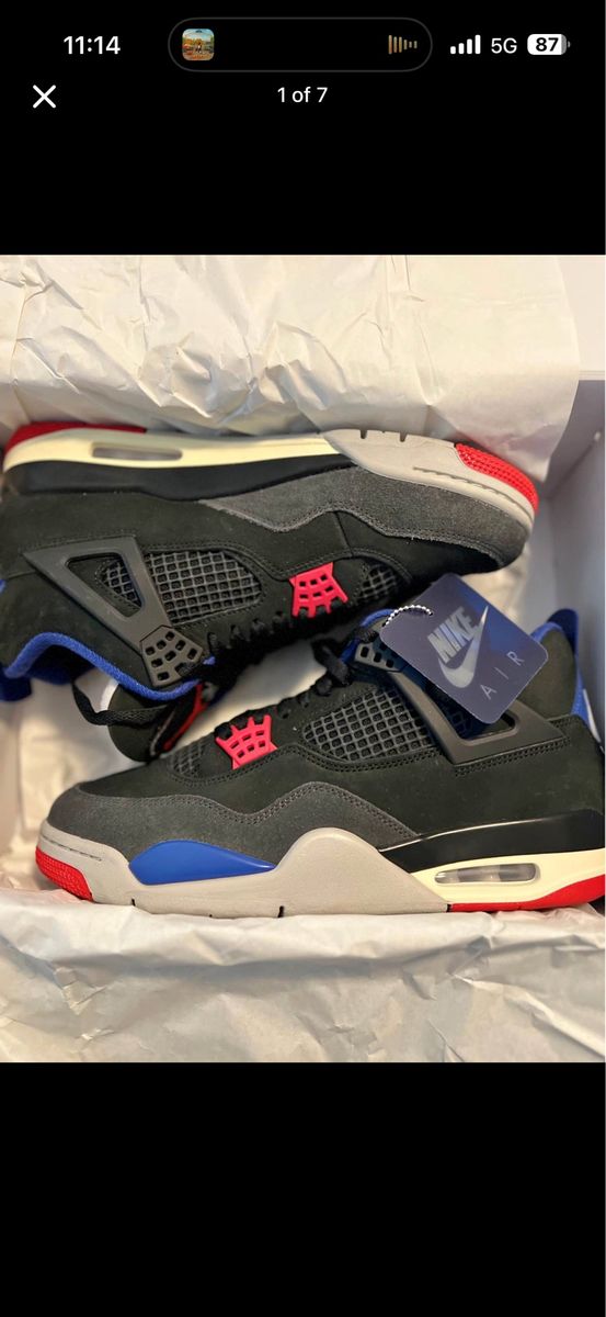 Nike Air Jordan 4 Retro SE Craft 'Medium Olive' Black/Blue/Red Men's Sneakers