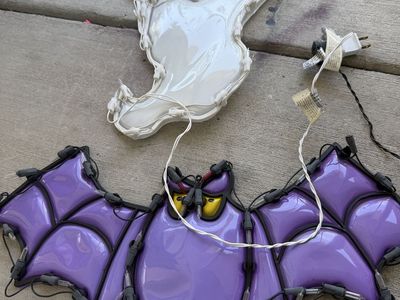 Halloween Window Decorations - Light-Up Ghost & Bat Pair for Spooky Fun