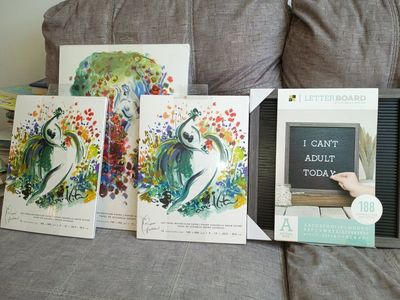 Large Craft Lot: Letter Board, Sticker Books, Watercolor Paper, Glitter Letters, Scrapbook Embellishments