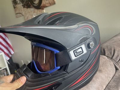 SCOTT 37X Motocross Helmet with Goggles - Matte Black/Red, Off-Road Dirt Bike ATV