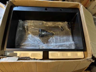 33" Black Granite/Quartz Composite Kitchen Sink – Dual Mount – Model iA332210GTMS (REPAIRED/AS-IS)