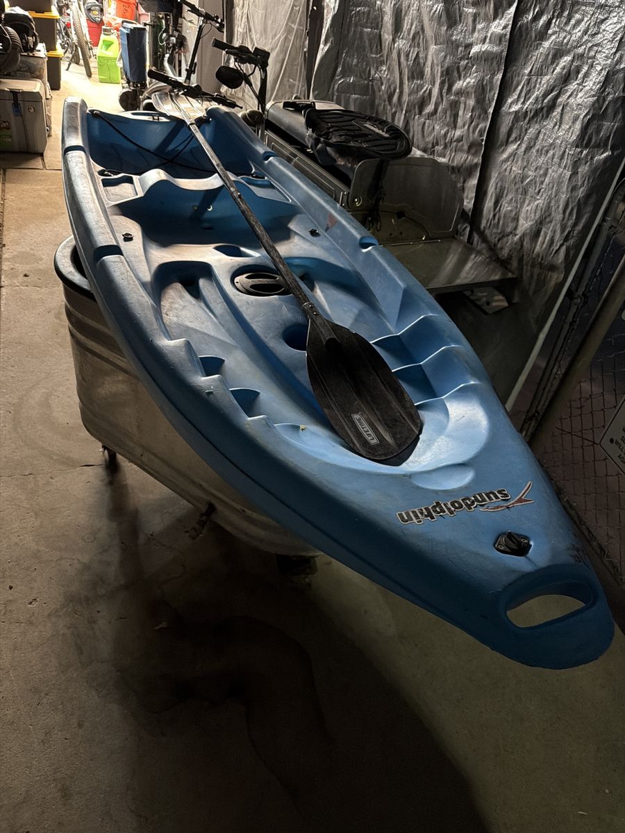 Sun Dolphin Kayak with Paddle, Blue Recreational Kayak