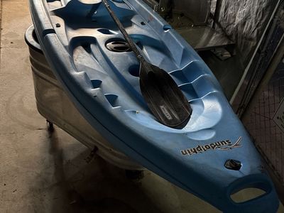 Sun Dolphin Kayak with Paddle, Blue Recreational Kayak
