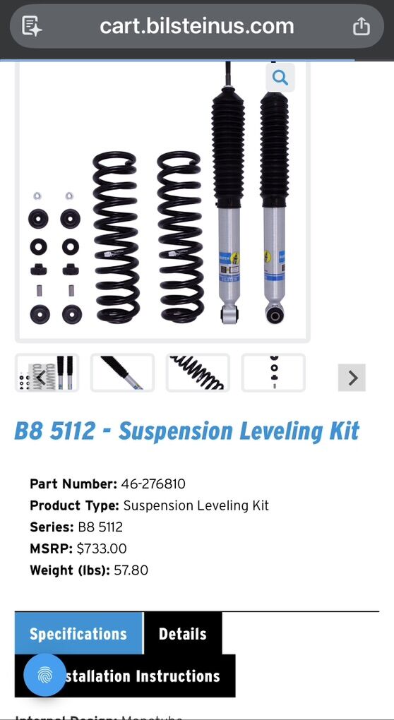 Bilsten Front Leveling Kit Ford F250-350 17'-25'