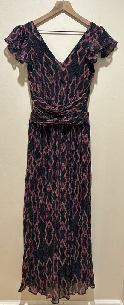 Ciebon Byanca Print Crinkle Chiffon Maxi Dress