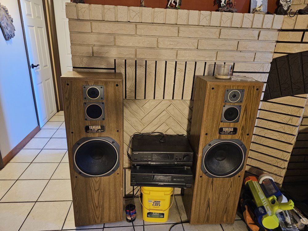 5 disk player, receiver, and speakers