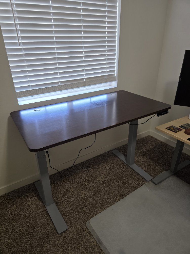 Autonomous Standing Desk with Dark Wood Laminate Top - Electric Height Adjustable Office Desk
