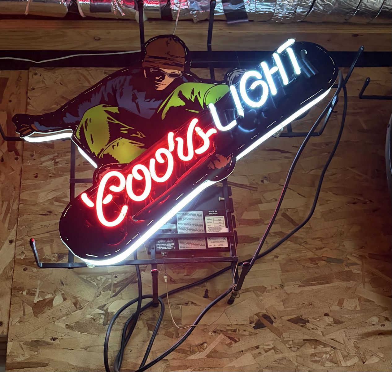 Vintage Coors light snowboarder neon