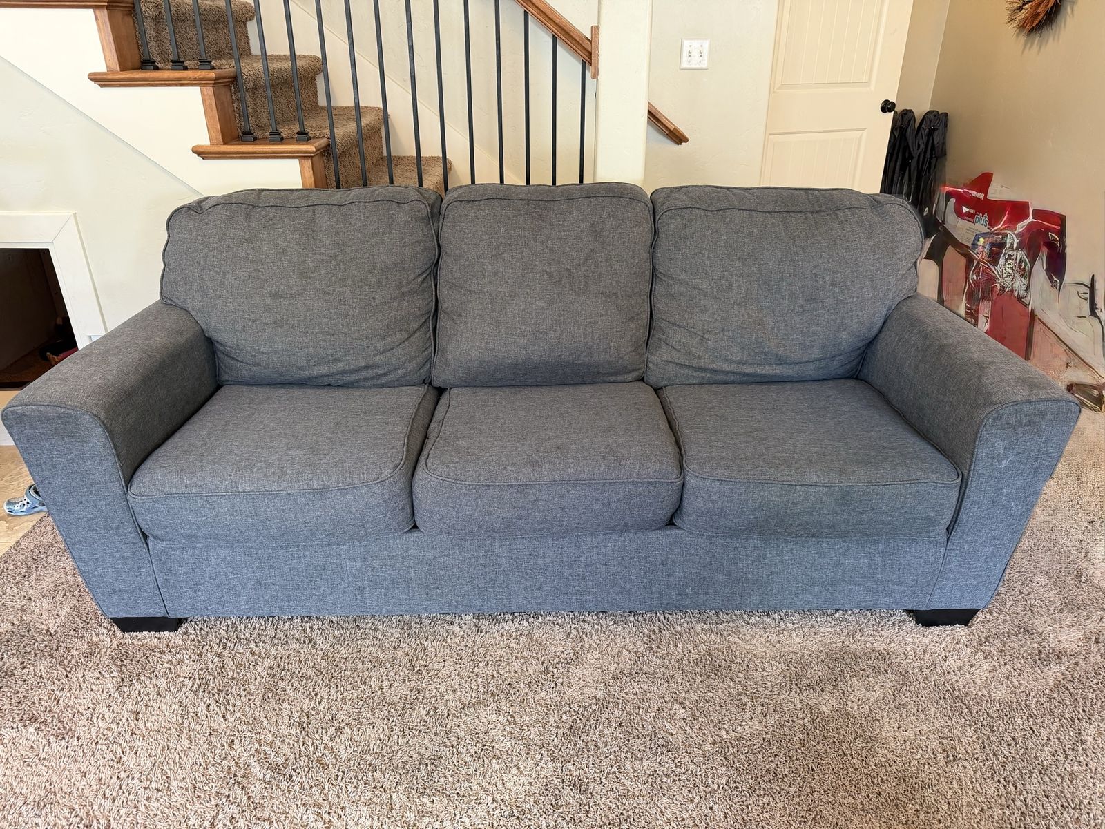 Gray Fabric Sofa and Loveseat Set - Comfortable Living Room Furniture