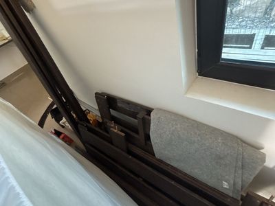 Wooden Twin over Queen Bunk Bed Frame with Queen Mattress