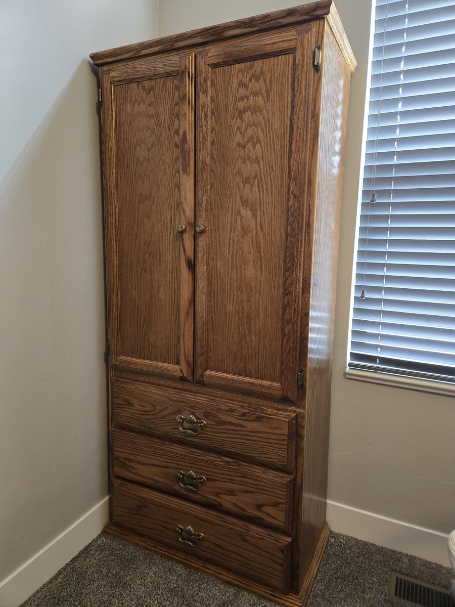 Wood Armoire with 3 drawers
