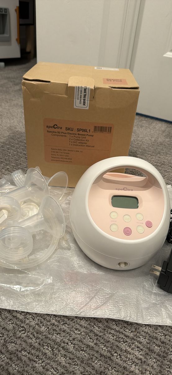 Spectra S2 Plus Electric Breast Pump - White/Pink with Accessories and Box