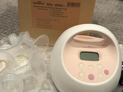 Spectra S2 Plus Electric Breast Pump - White/Pink with Accessories and Box