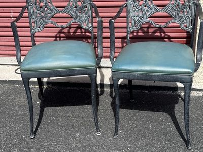 Pair of Vintager Art Nouveau style Cast Aluminum Garden Chairs
