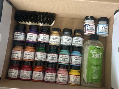 Angelus Acrylic Leather Paint Set Including Assorted Colors with 2-Thin, Easy Cleaner & Shoe Brush