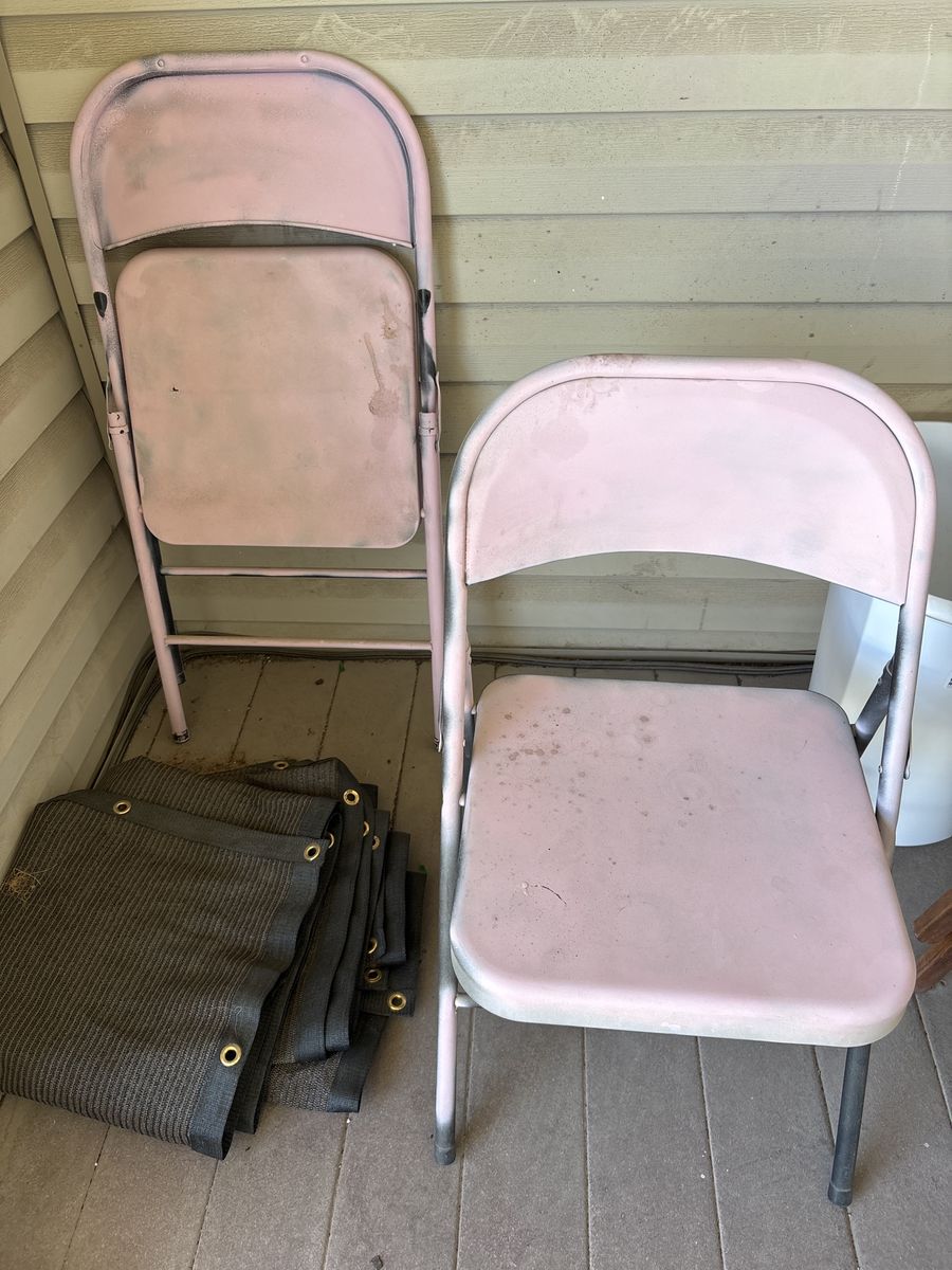 Free Pair of Pink Metal Folding Chairs - Used Condition