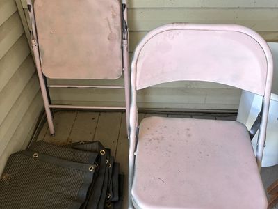 Free Pair of Pink Metal Folding Chairs - Used Condition