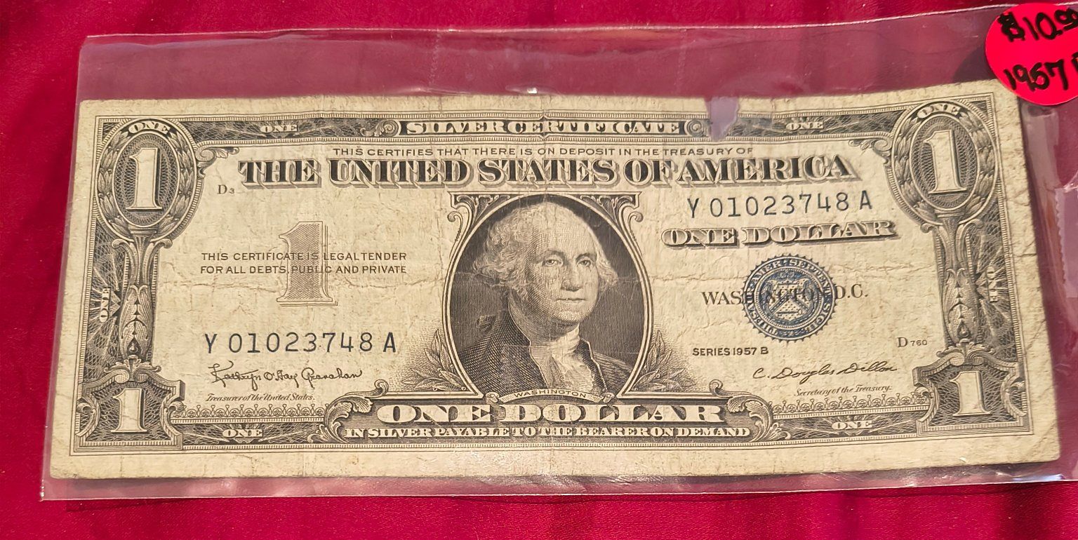 1957 B $1 One Dollar Silver Certificate Paper Currency Note