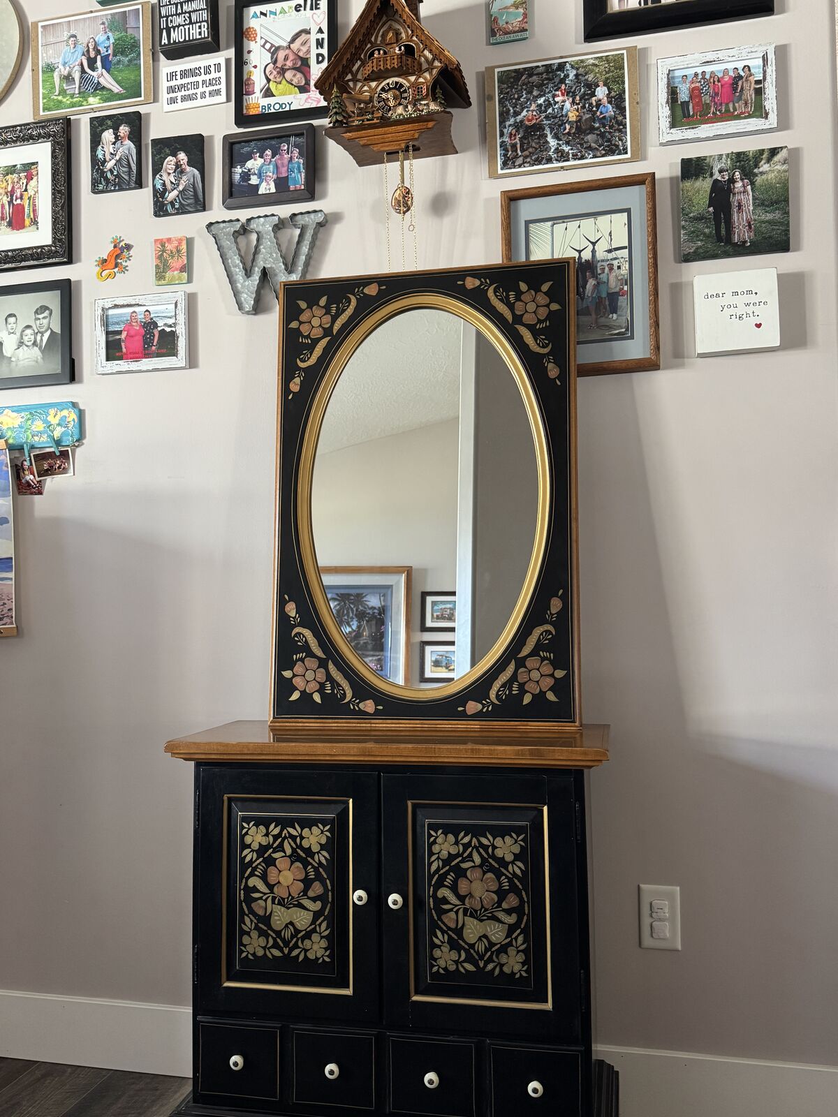 Vintage Ethan Allen Hitchcock style cabinet and mirror