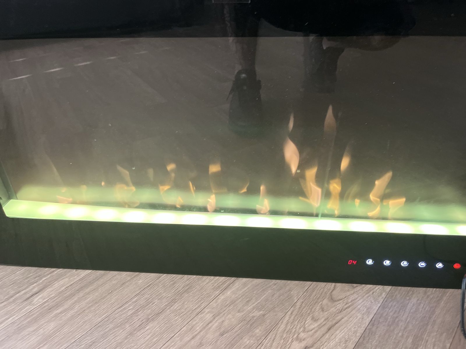 Wall-Mounted Electric Fireplace Heater with Color-Changing LED Flames touch screen 