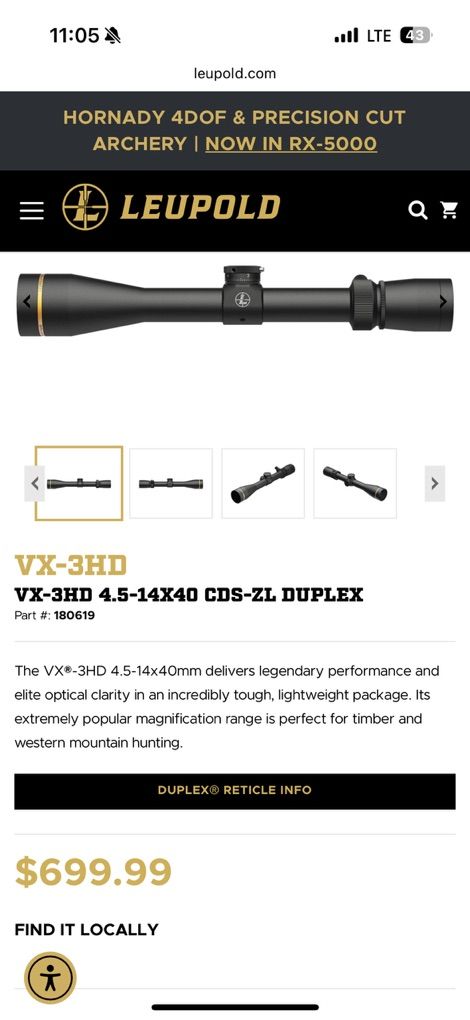 Leupold VX-3HD 4.5-14x40 CDS-ZL