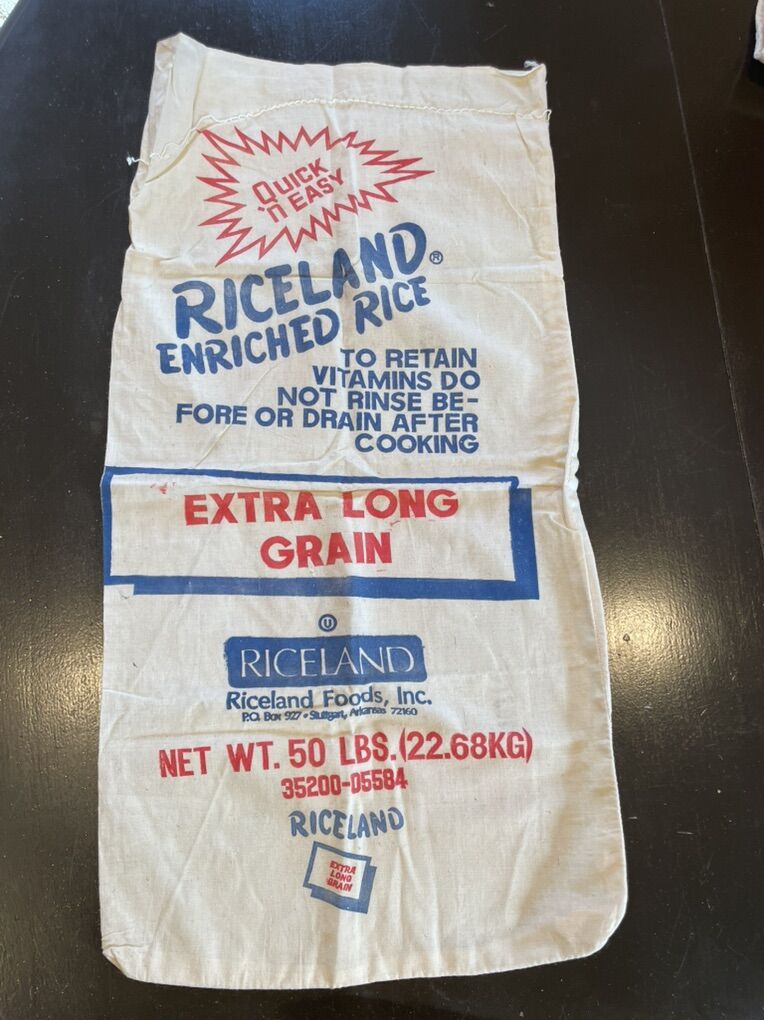 Vtg Riceland Enriched Rice Bag 50 Lbs 30”x15”