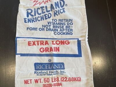 Vtg Riceland Enriched Rice Bag 50 Lbs 30”x15”