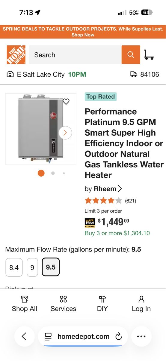 Brand New Rheem Tankless Hot Water Heater