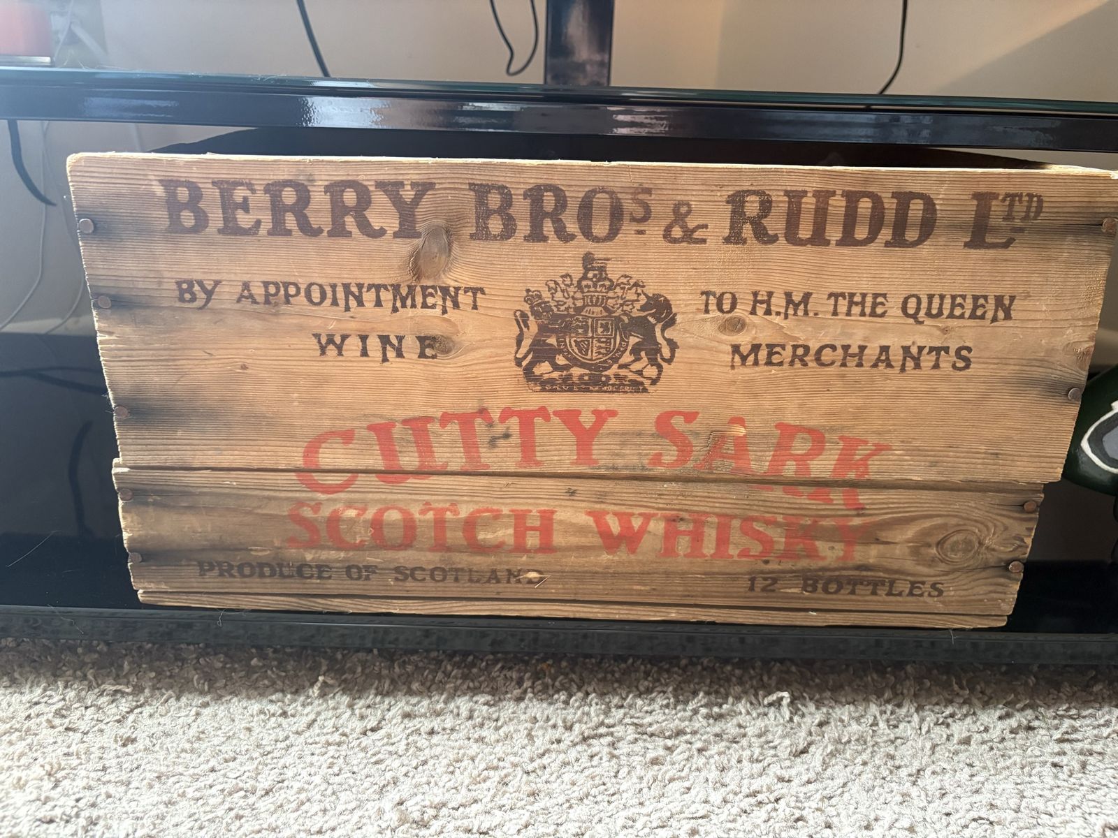 Vintage Berry Bros & Rudd Ltd Cutty Sark Scotch Whisky Wood Crate with Assorted Old Bottles