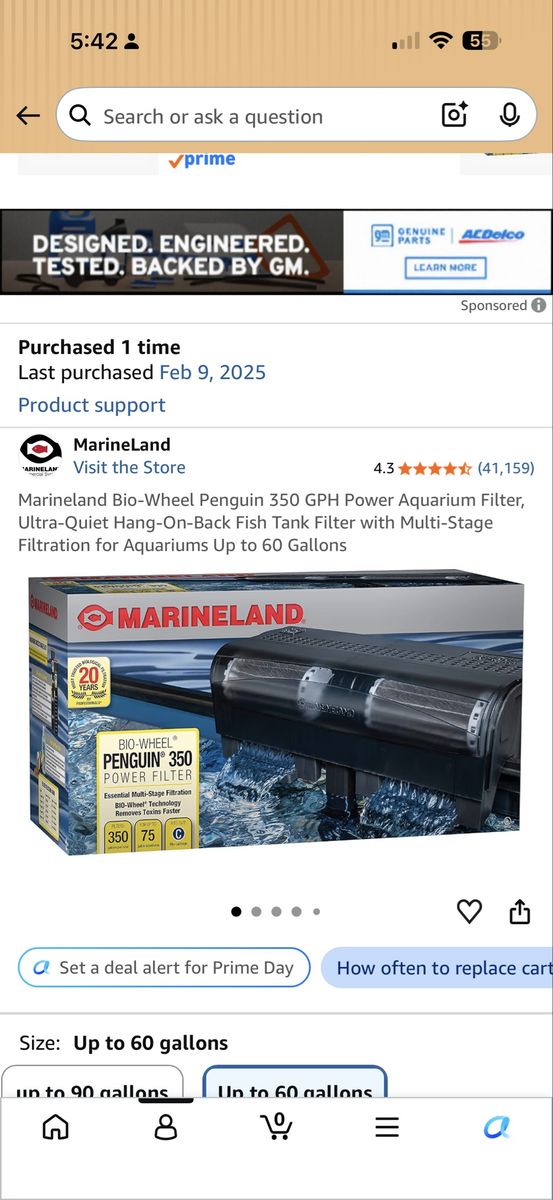 65-Gallon Fish Tank with Stand, Marineland Bio-Wheel 350 Filter, and SEAOURA LED Light
