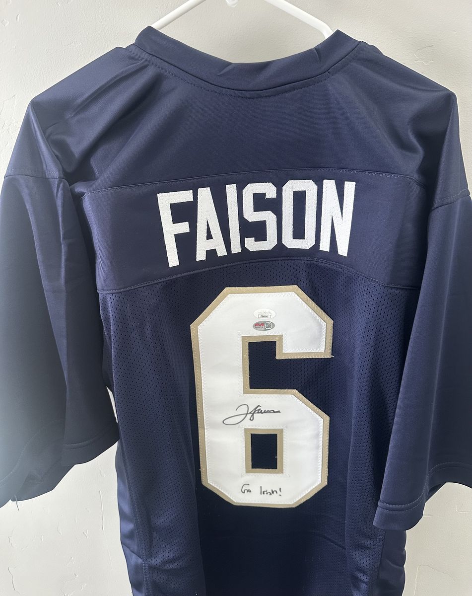 Jordan Faison Signed Notre Dame Jersey w/ "Go Irish!" Inscription – Authenticated