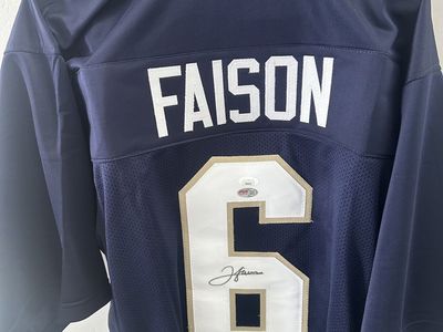 Jordan Faison Signed Notre Dame Jersey w/ "Go Irish!" Inscription – Authenticated