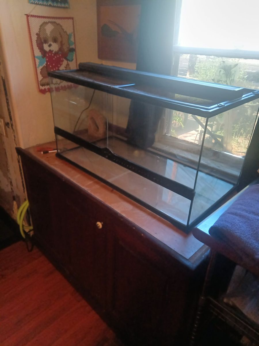 Large Reptile Glass Terrarium, Double Hinge Door with Screen Ventilation.