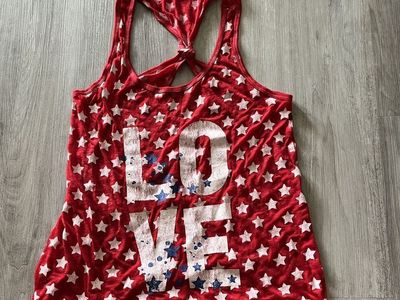 Women's Patriotic 4th of July Tank Top with matching blue tube top set in size medium
