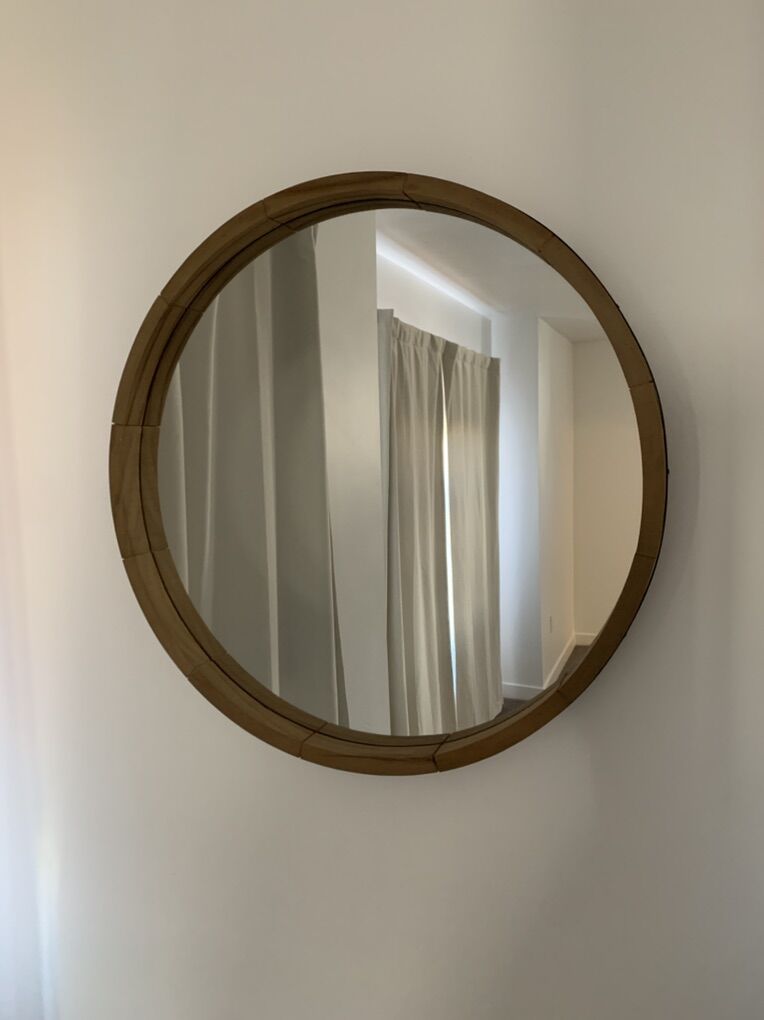 Round Mirror - Wood Framed
